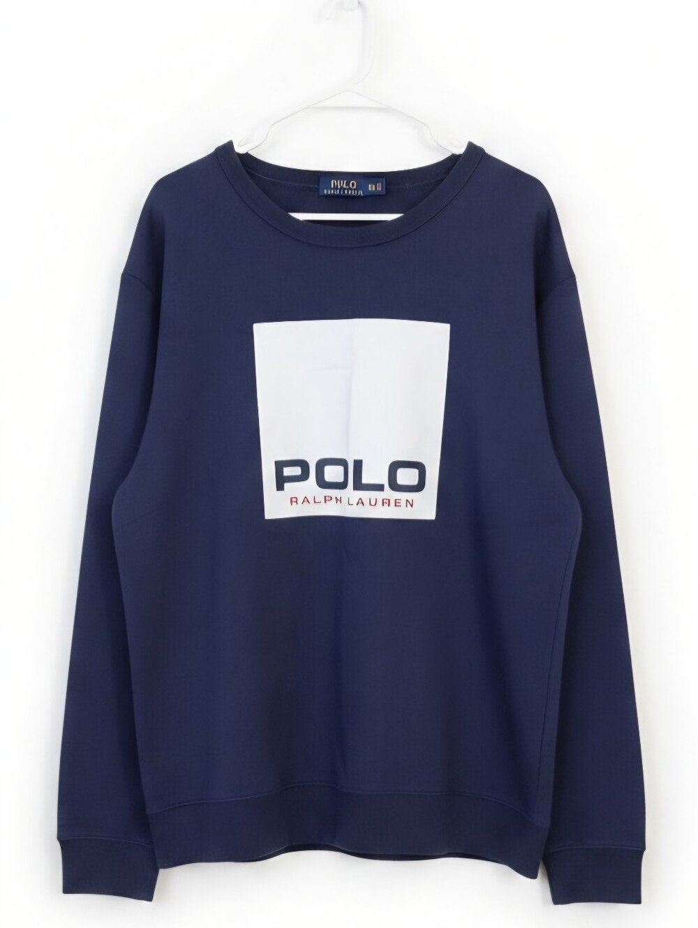 Polo Ralph Lauren Mens Navy Crewneck Sweatshirt with White Logo Panel Size XXL - Picture 2 of 10
